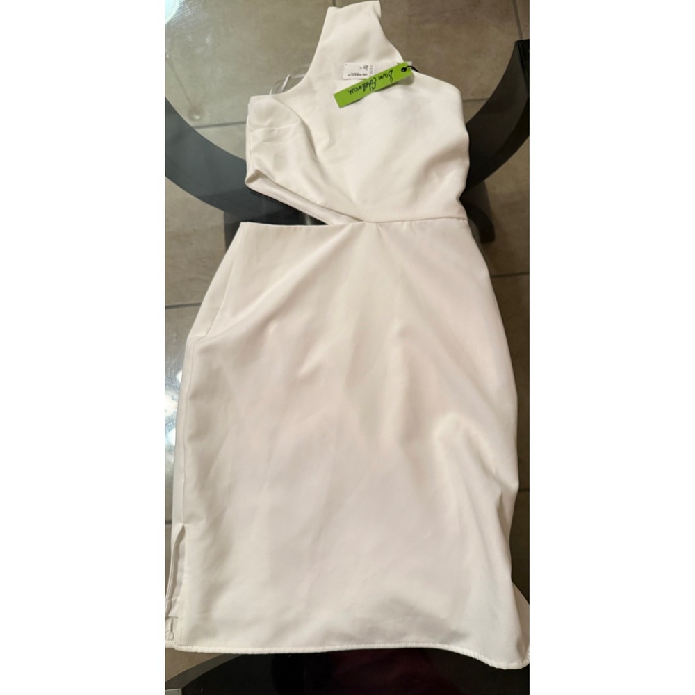 Sam Edelman One Shoulder Dress Women 0 White Cutout Side Slit Cocktail Sheath